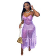 Load image into Gallery viewer, Sheer Mesh Spaghetti Straps Flare Dress