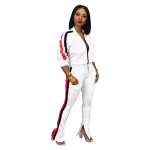 Side Stripe Fashion Casual Two Piece Women's Tracksuit