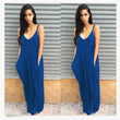 Load image into Gallery viewer, Women's Spaghetti Strap Dress Solid Deep V Neck Sleeveless Pockets Loose
